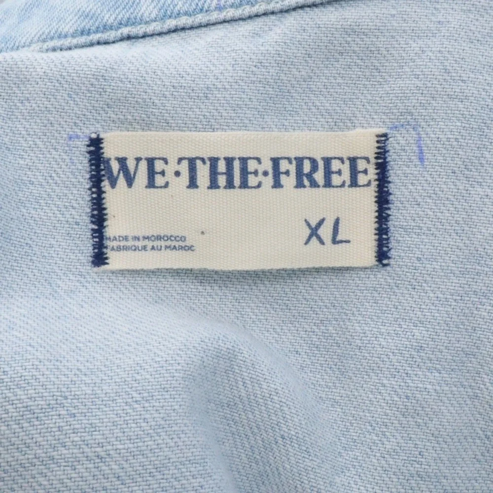 Free People We The Free Marci Denim Coverall Jumpsuit Clear Skies XL Light Wash - Picture 6 of 8